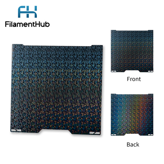 Alphabet PEN and Number PEK dual-sided effect build plate for Bambu Lab printers with decorative text and number first-layer patterns. H2 Printer Size Plate