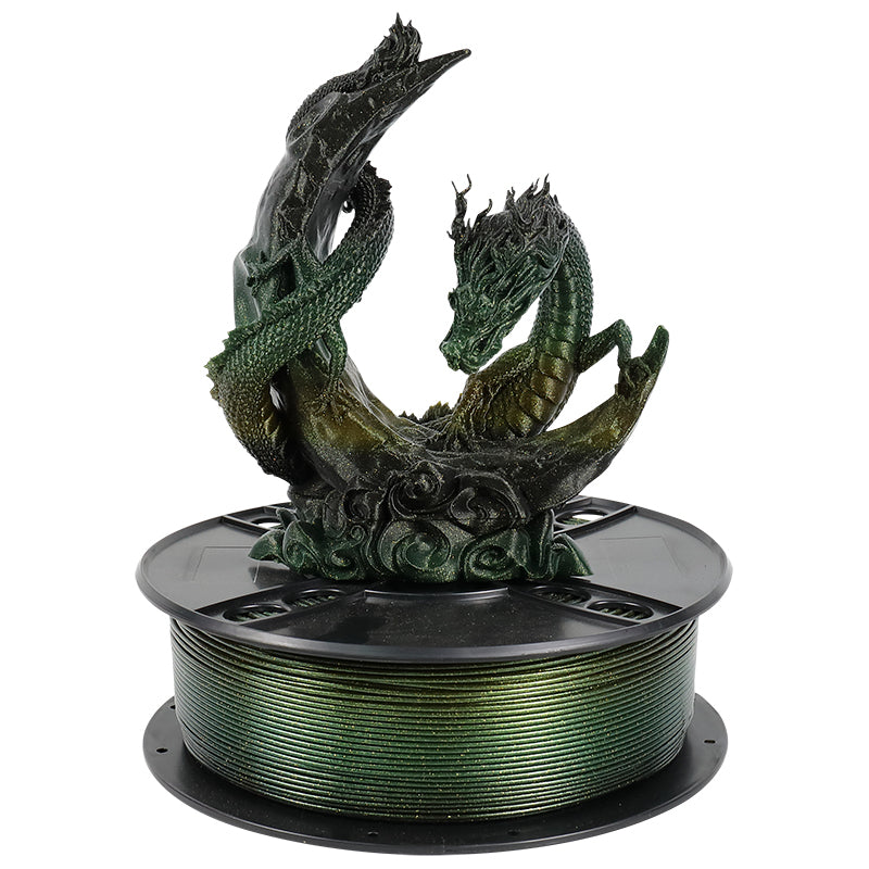 PLA Shiny Gradient - Gold / Green / Black Filament 1.75mm - FilamentHub