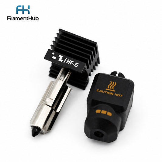 Bambu Hardened Steel High Flow Hotend Nozzle – H2 Series / P2S / X2D 3D printer part with heat sink and caution label