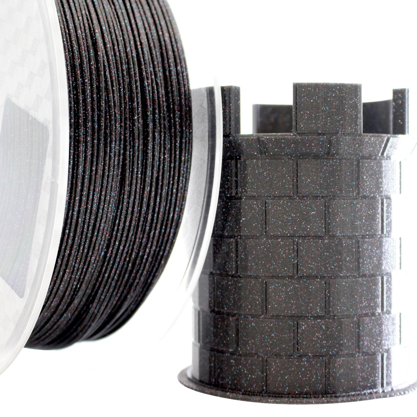 PLA Glitter - Black Filament with Red-Blue-Purple Glitter Filament 1.75mm - FilamentHub