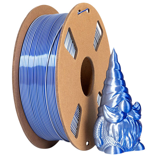 PLA Dual - Silver / Dark Blue Filament 1.75mm - FilamentHub