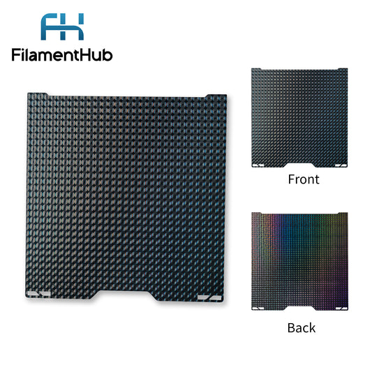 Steel Ball PEA and Soccer Ball PEA dual-sided effect build plate for Bambu Lab printers with textured geometric first-layer finishes.
