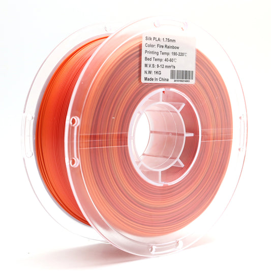 fire PLA silk filament spool close-up