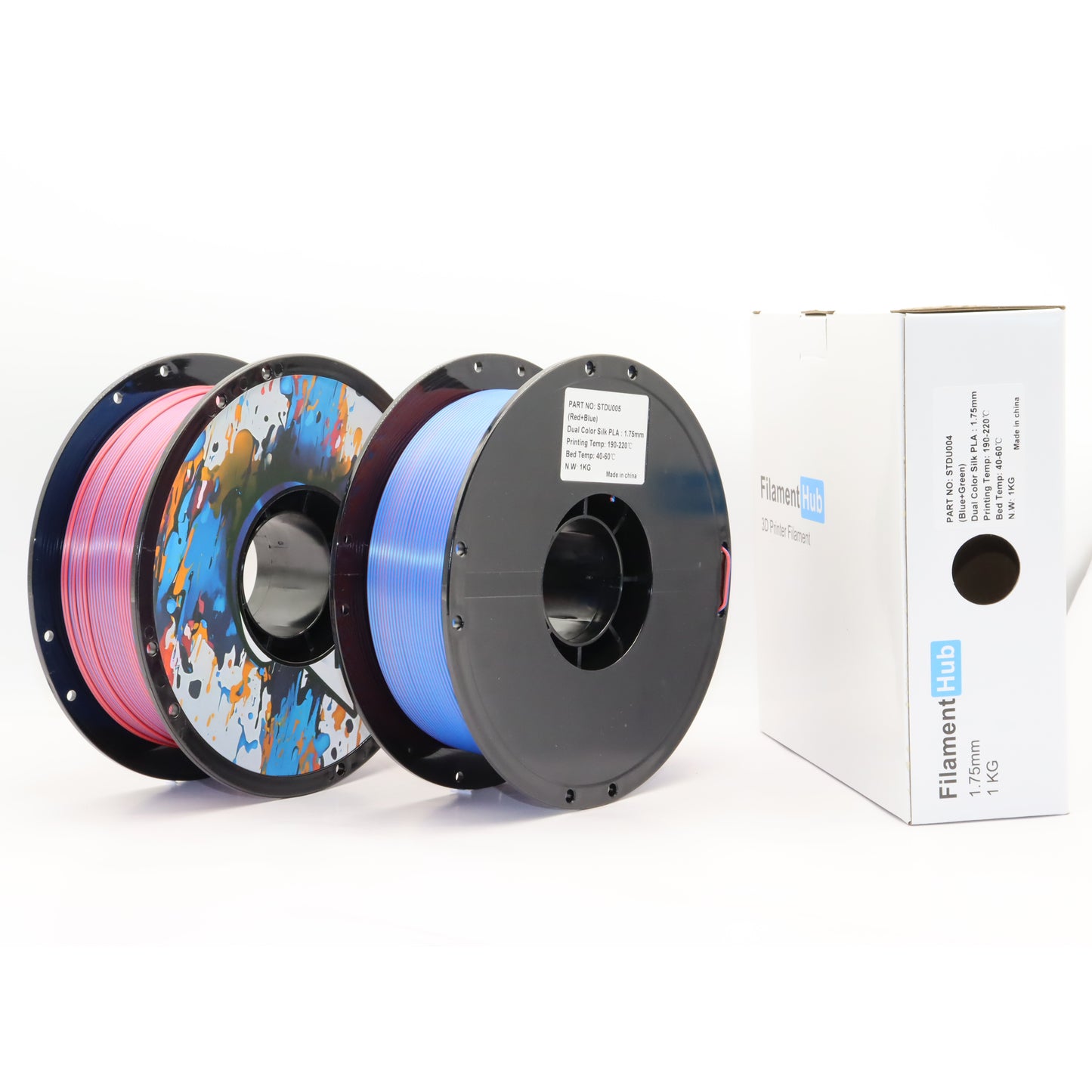 PLA Dual - Blue / Red (2) Filament 1.75mm - FilamentHub