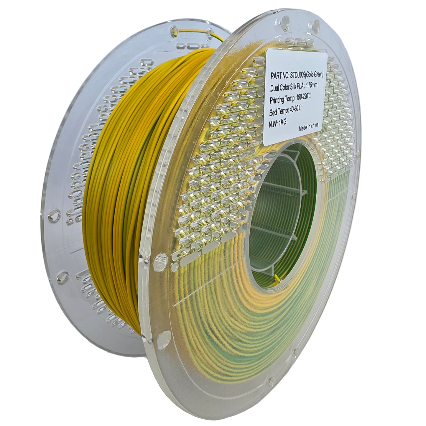 PLA Dual - Green / Gold Filament 1.75mm - FilamentHub