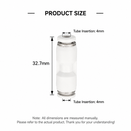 Filament Tube Connector - 4mm PTFE Push-Fit Union