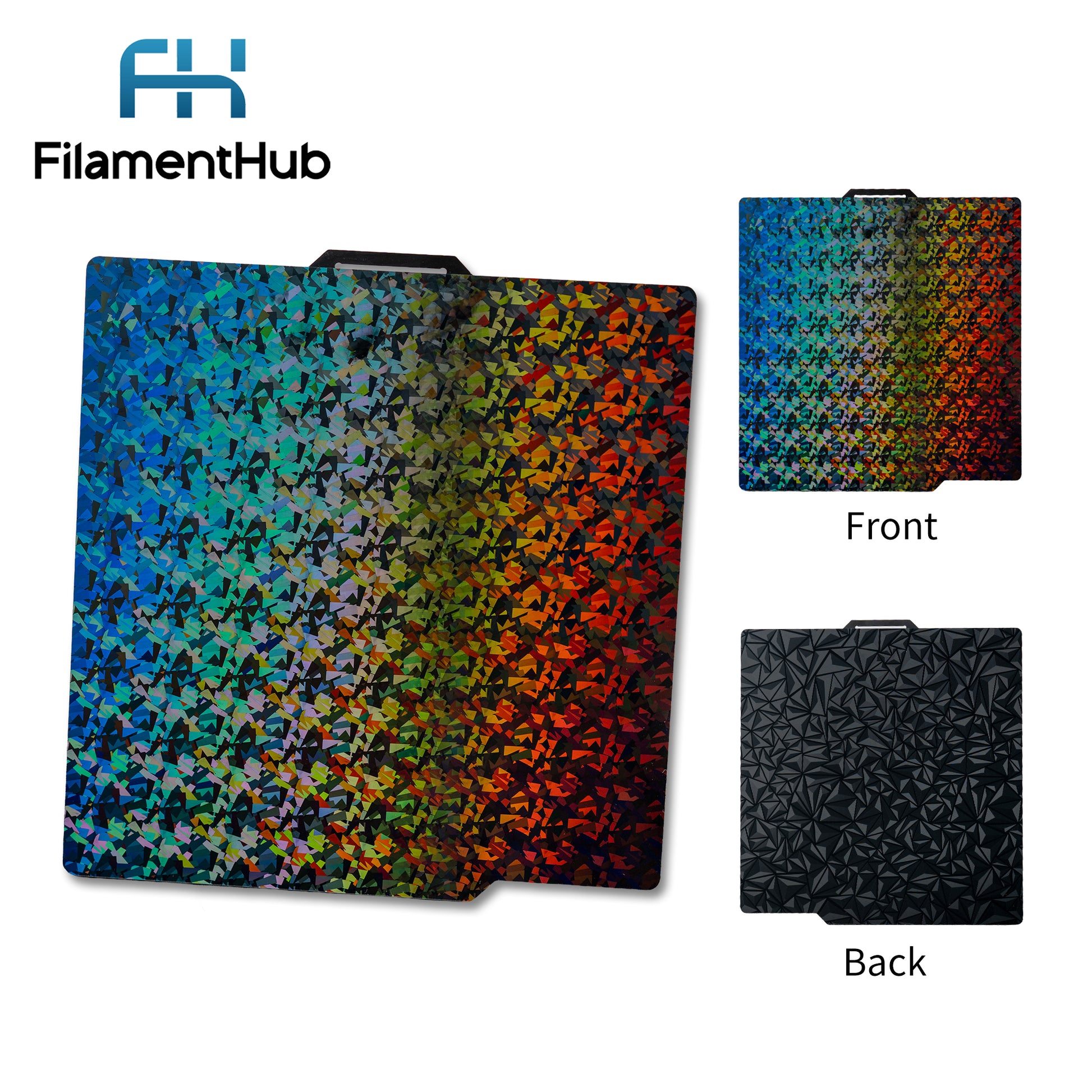 Large Diamond and Fragments dual-sided effect build plate for Bambu Lab printers with geometric patterned first-layer finishes for X1, X2, P2, A1 series printers