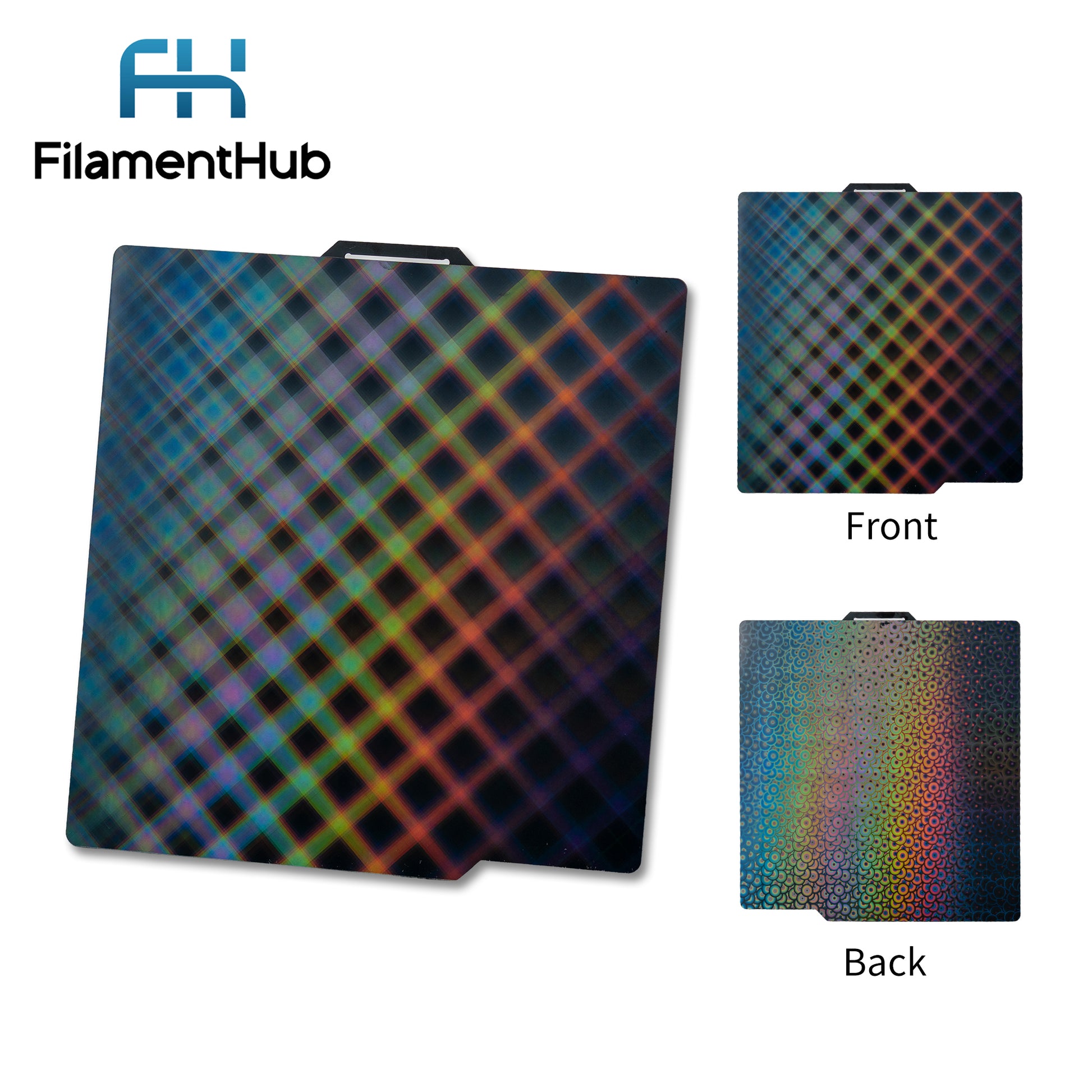 Large Circle and Grid dual-sided effect build plate for Bambu Lab printers with decorative circular and geometric first-layer patterns for X1, P2, A1 Series printers