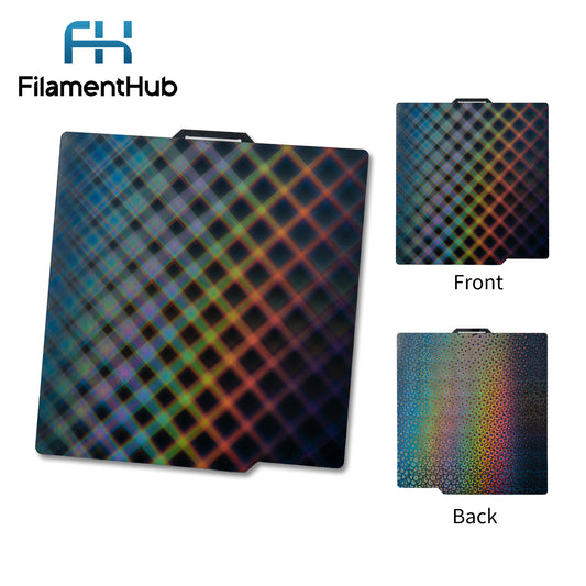 Large Circle and Grid dual-sided effect build plate for Bambu Lab printers with decorative circular and geometric first-layer patterns for X1, P2, A1 Series printers