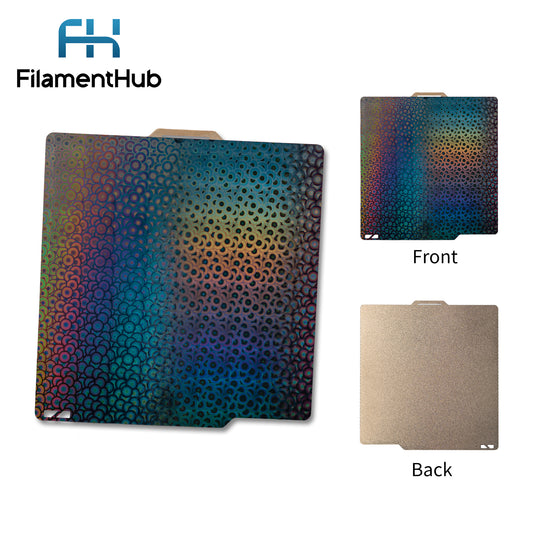 Large Circle PEK and Textured PEI dual-sided build plate for Bambu Lab printers with decorative circular pattern and textured finish for x and p series printer