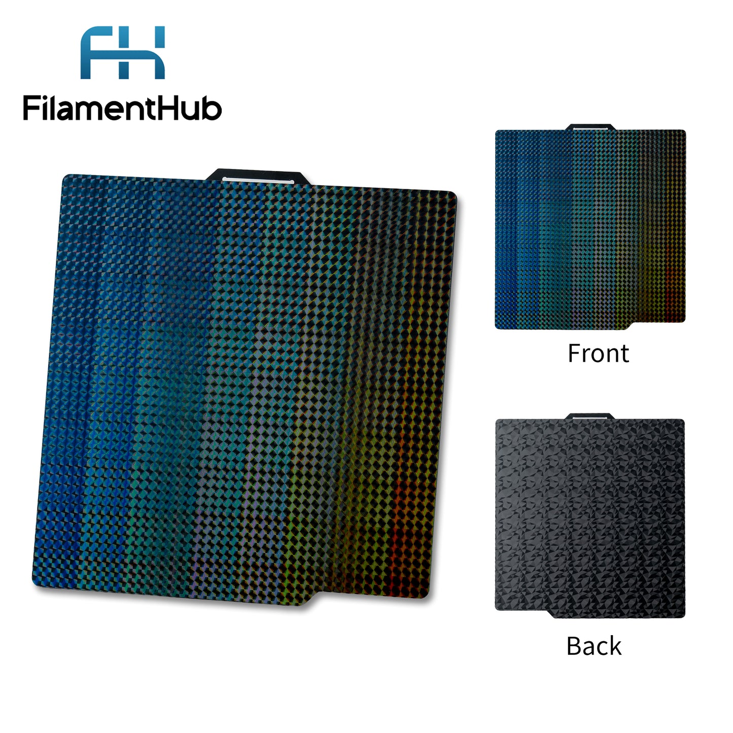 Phantom and Diamonds dual-sided effect build plate for Bambu Lab printers with reflective geometric first-layer patterns for X1, P2 and A1 Printers