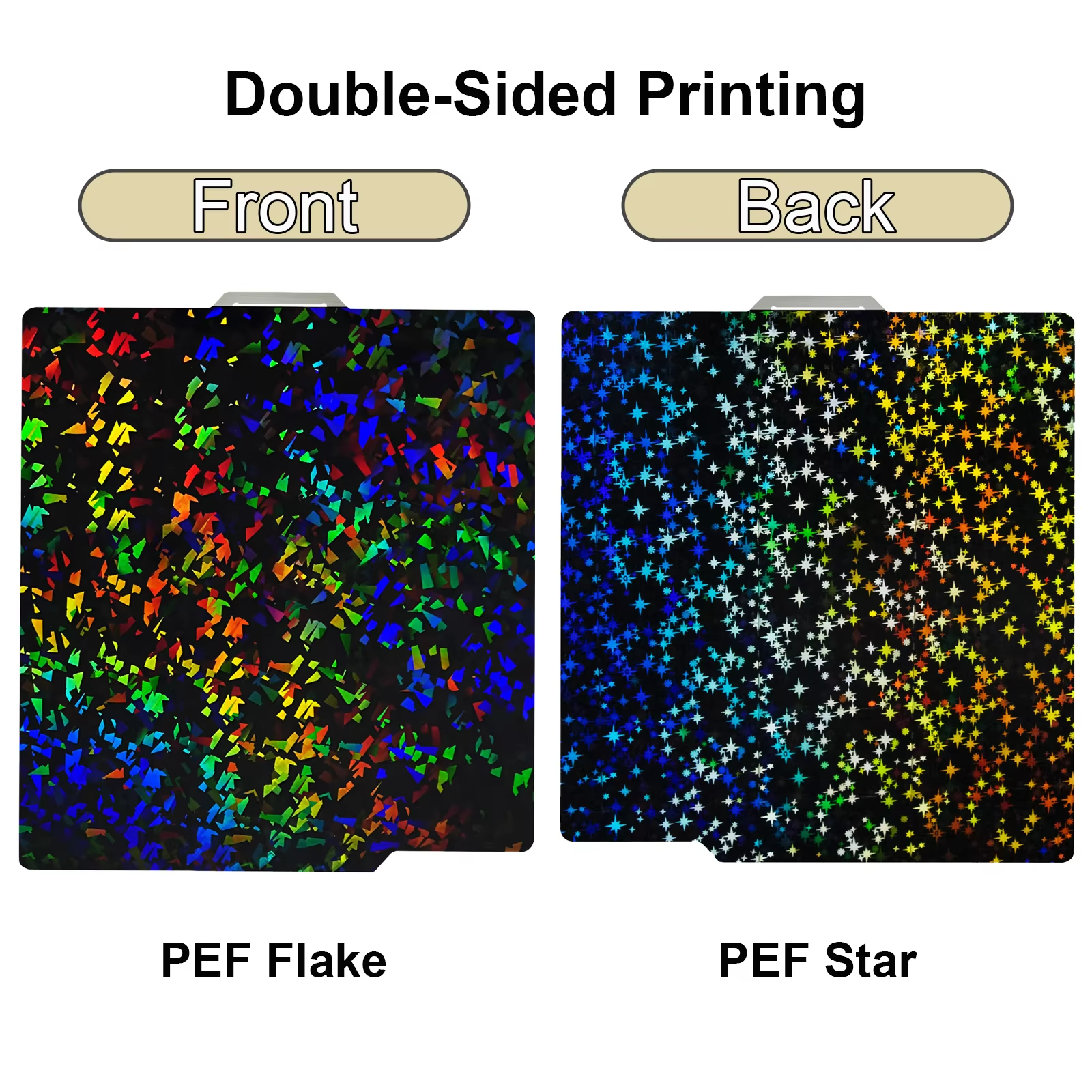 Bambu Plate H2 build plate with PEF Flake and PEF Star surfaces for improved 3D print adhesion and easy part removal on Bambu Lab printers Double side printing