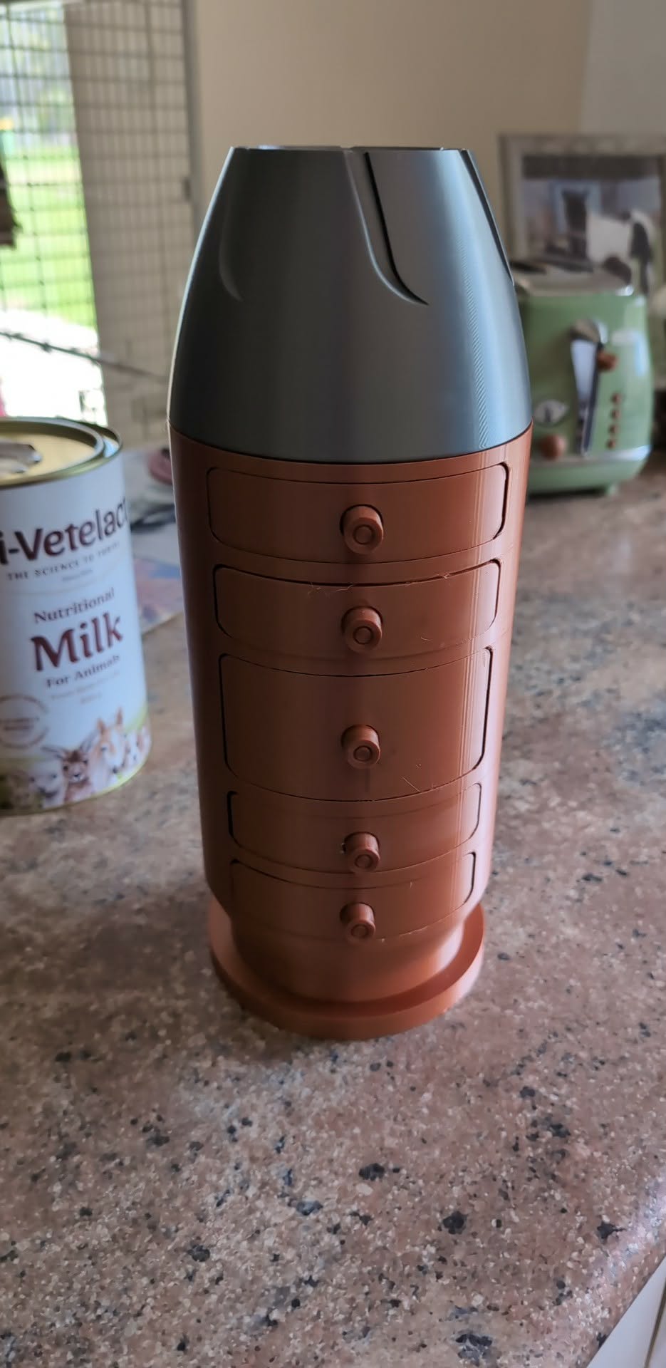 Bullet Draw, 3D printed in PLA Silk Copper and PLA Pro Silver