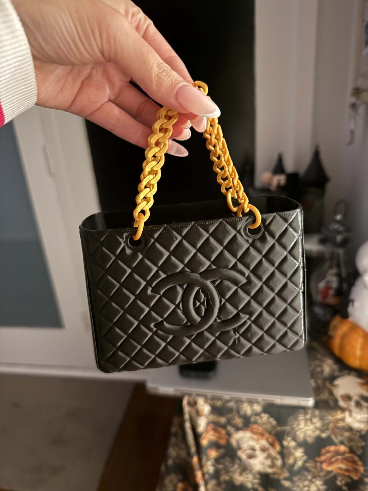 Channel Bag, 3D printed in PLA Pro Black and PLA Silk 24K Gold
