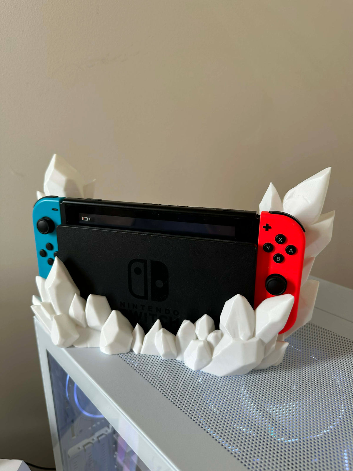 Crystal Switch Stand, 3D printed in PLA Pro White