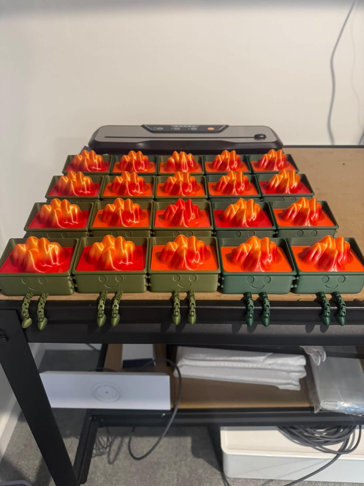 Lava Face, 3D printed in PLA Silk Gradient - Fire, PLA Matte Military Green and PLA Matte Dark Forest Green