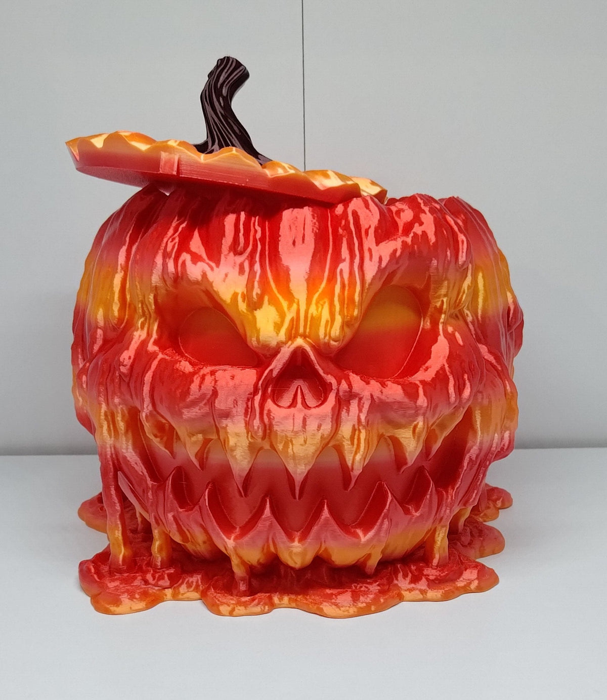 Multing Pumpkin, 3D printed in PLA Silk Brown and PLA Silk Gradient - Fire