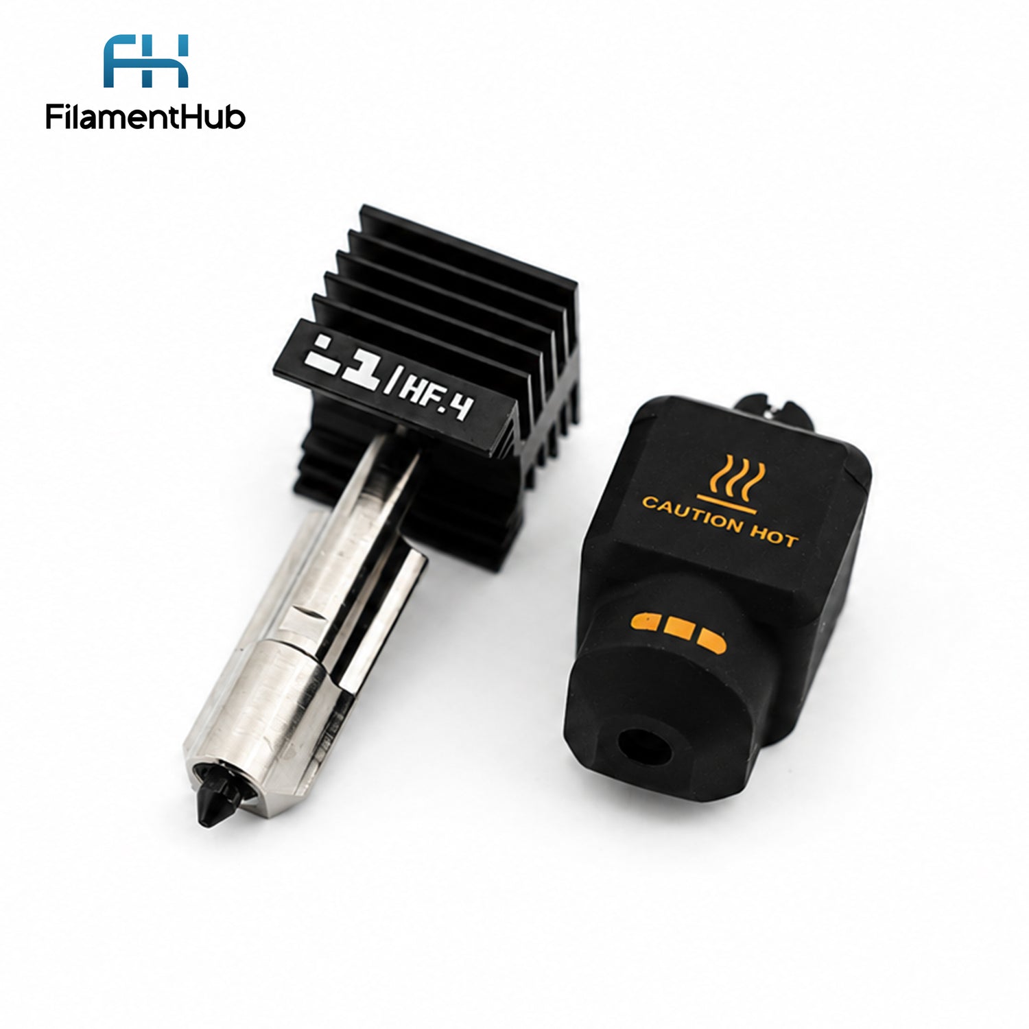 Bambu Hardened Steel High Flow Hotend Nozzle – H2 Series / P2S / X2D 3D printer part with heat sink, caution hot label