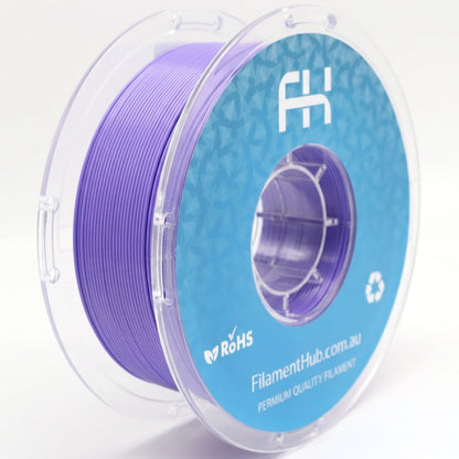 Lavender purple PETG Pro 1.75mm 3D printer filament spool by FilamentHub with a glossy finish, ideal for durable functional prints, prototypes, and strong everyday 3D printing applications.