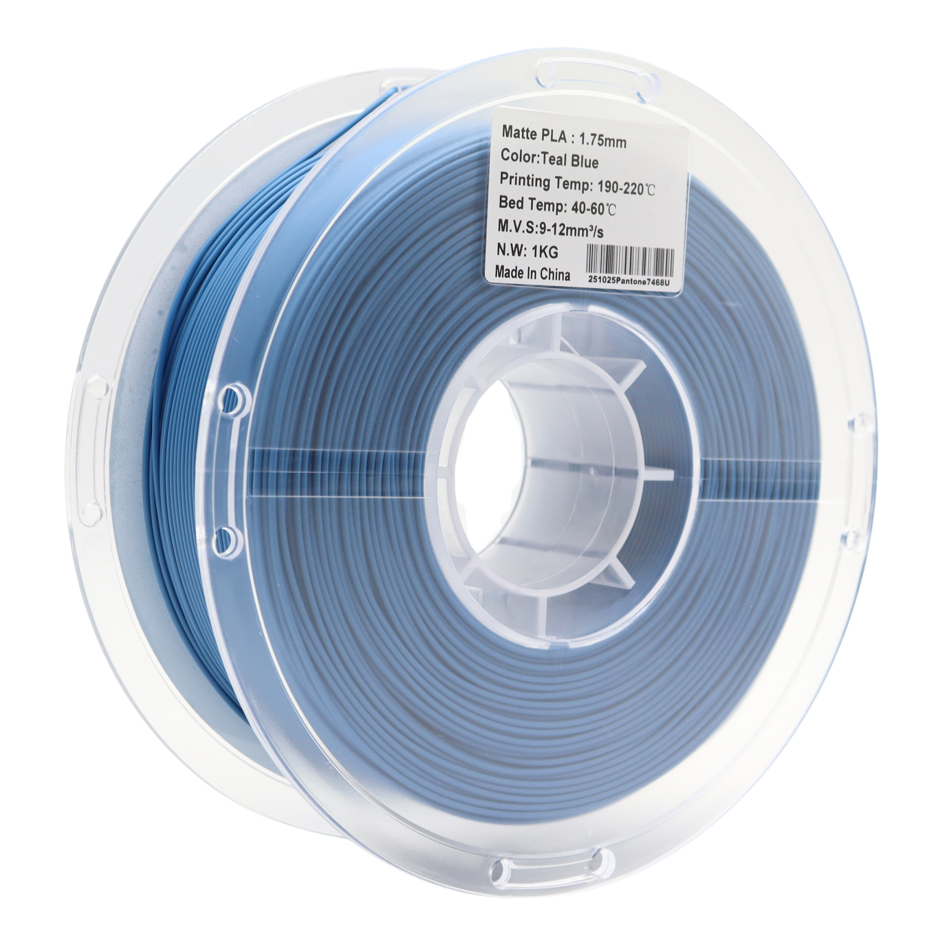 PLA Matte Teal Blue 3d printer filament spool label