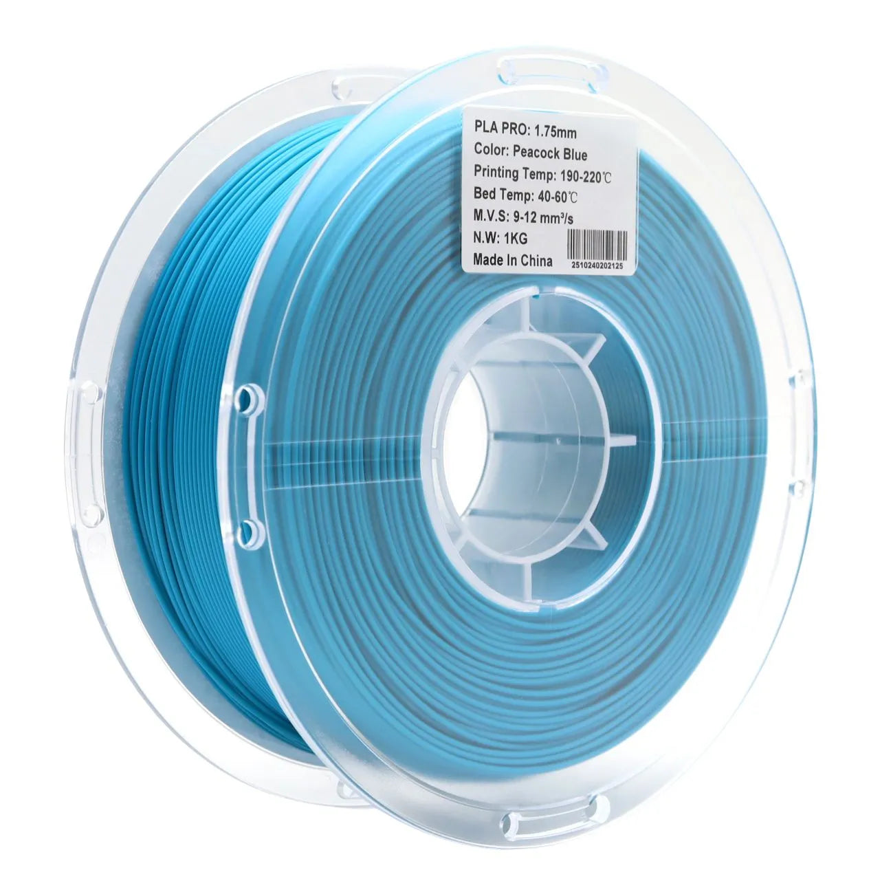 PLA Pro Peacock Blue Filament Spool Label