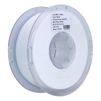 PLA Pro White 3d Printer filament Back Label