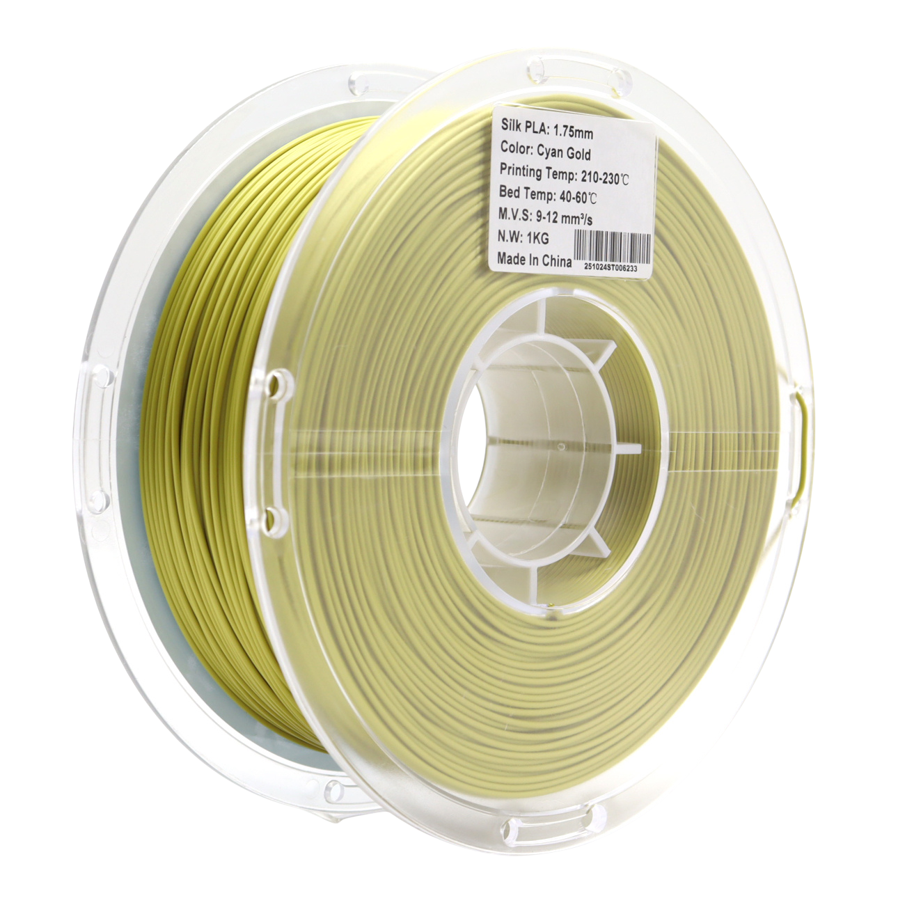 PLA Silk Cyan Gold Back Label 3d printer filament