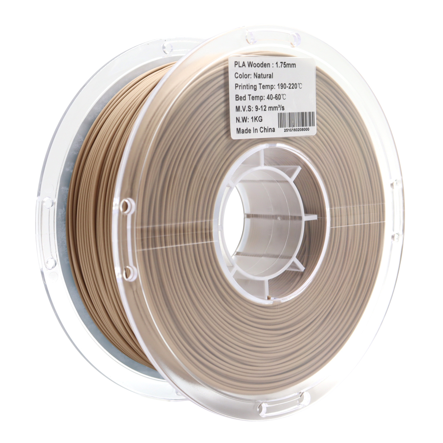 PLA Wood Natural 3d printing filament Spool Label