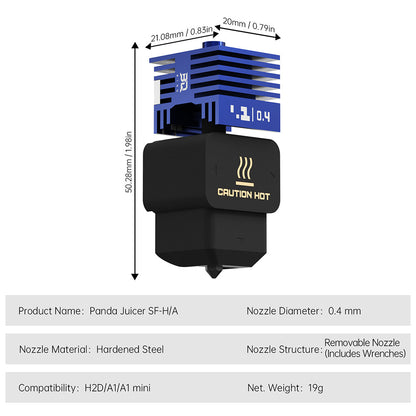 BIQU Panda Juicer Hotend Nozzle 0.4mm – H2 Series / P2S / X2D / A1