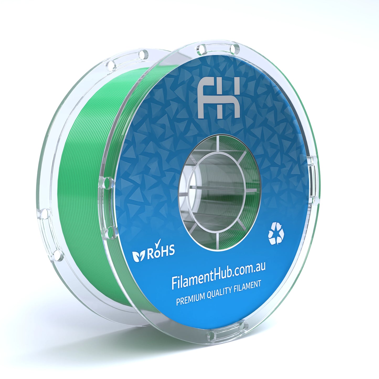FilamentHub PLA Silk Green 1.75mm 3D Printer Filament Spool Australia Render