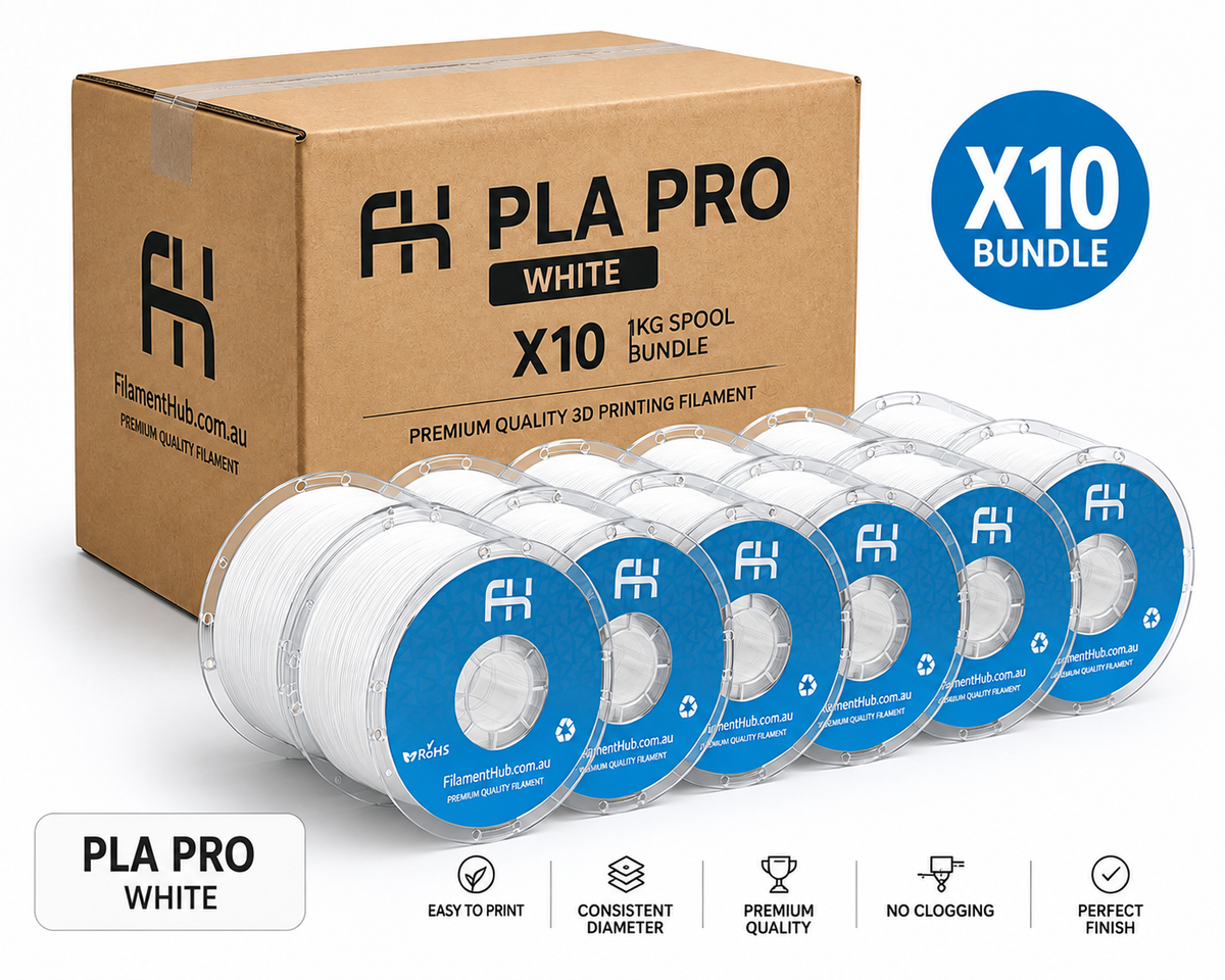 PLA Pro White x10 Bundle 1kg Spool Premium Quality 3D Printer Filament