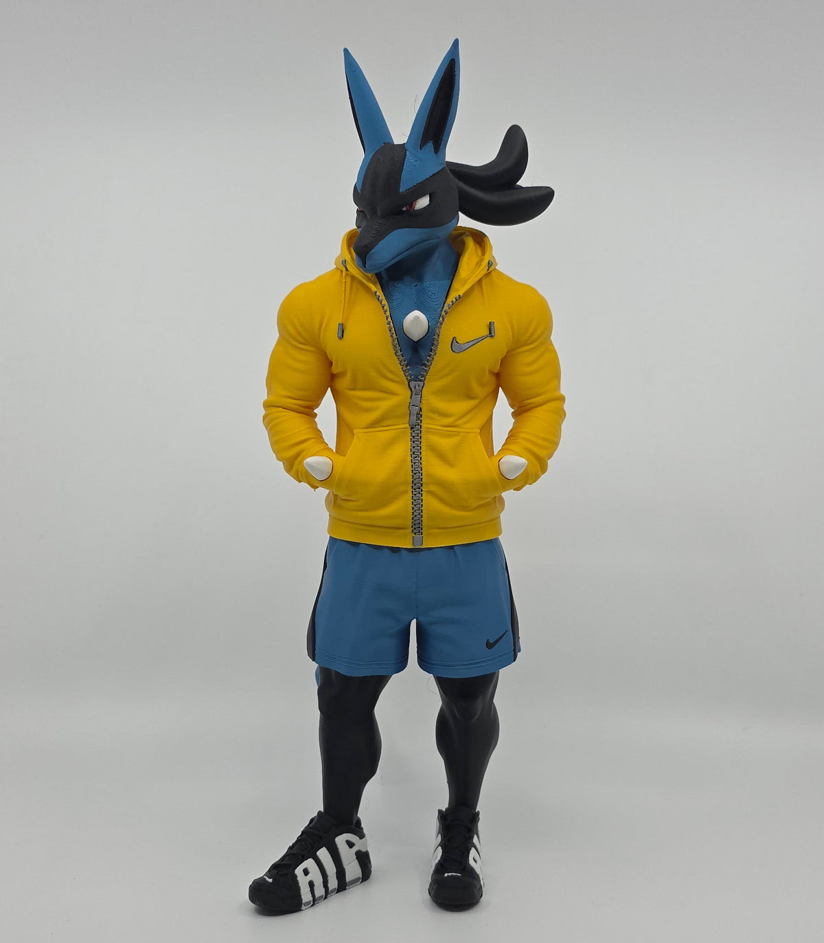 Urban Lucario, 3D printed in PLA Matte Teal Blue, PLA Matte Black, PLA Matte White and PLA Matte Sunny Yellow