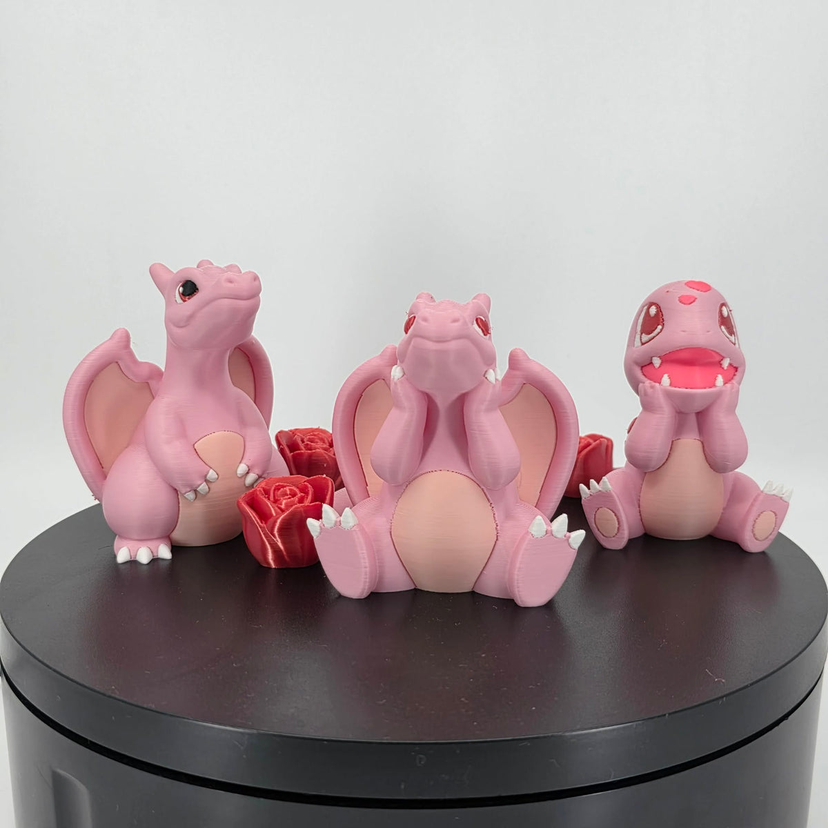 Valentines Charizard, 3D printed in PLA Matte Pastel Pink, PLA Matte Pink, PLA Silk Red, PLA Matte White and PLA Pro Pink