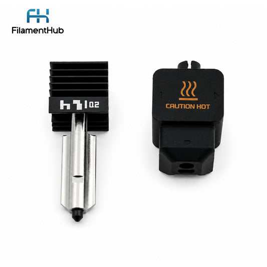Bambu Hardened Steel Hotend Nozzle - H2 Series / P2S / X2D 3D printer part with caution hot indicator