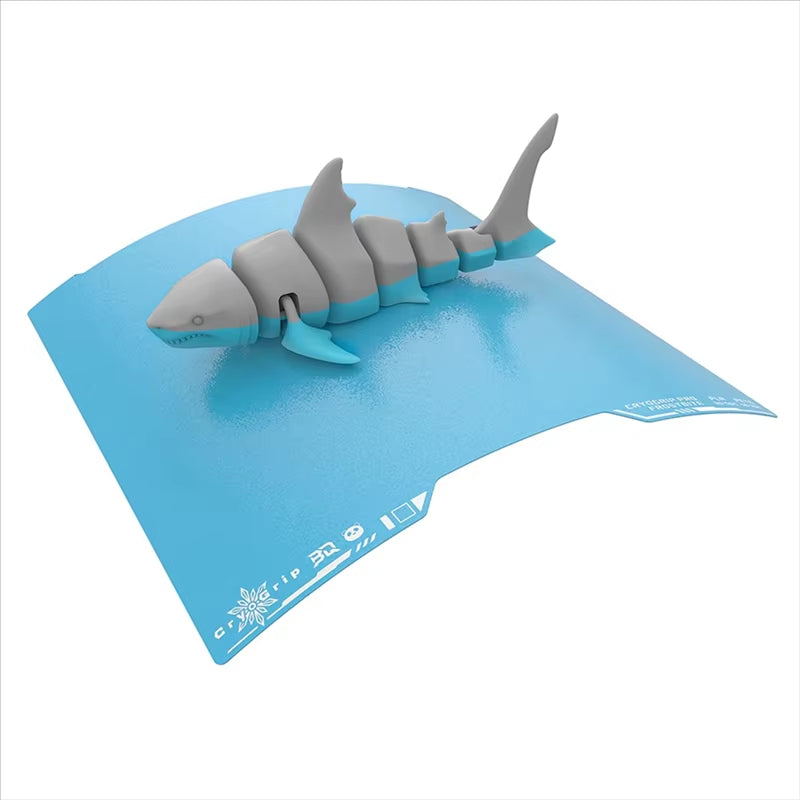 BIQU Frostbite Plate - Blue 3D printer build plate with shark design for printing