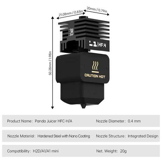 BIQU Panda Juicer Hotend Nozzle 0.4mm – H2 Series / P2S / X2D / A1 3D printer accessory