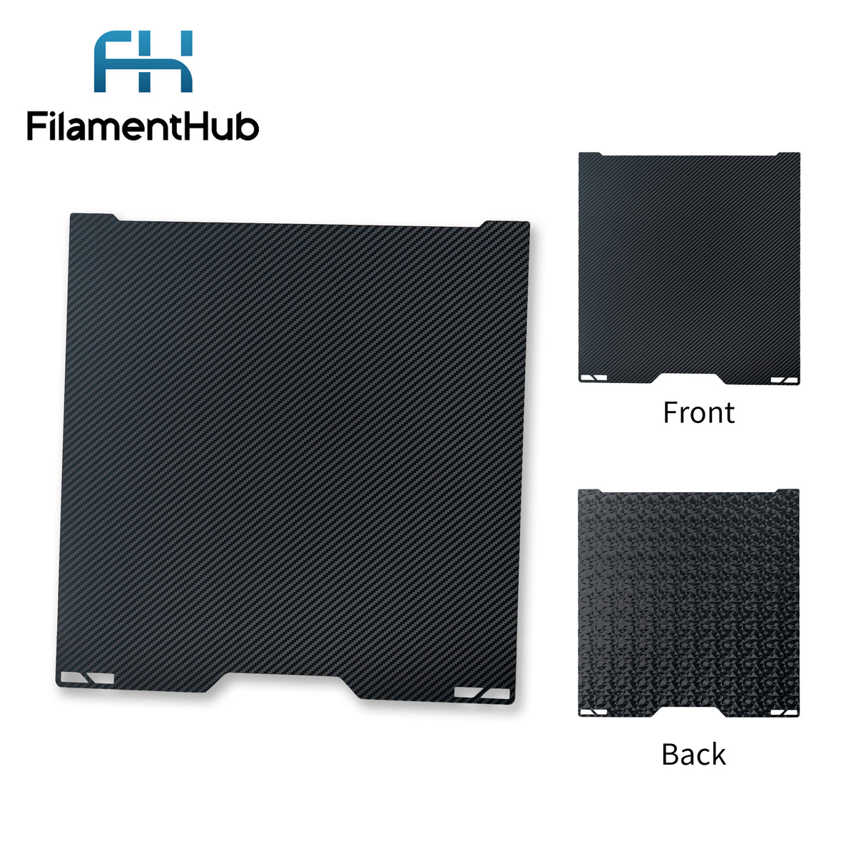 Carbon Fibre and Diamond dual-sided effect build plate for Bambu Lab printers with textured geometric first-layer finishes for H2 Series