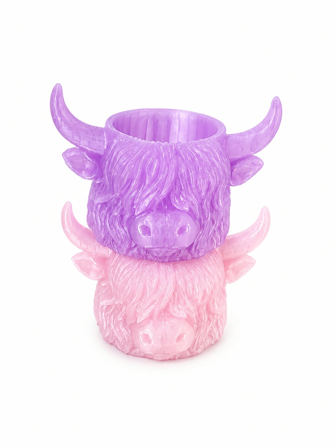 cow crystal purple pink, 3D printed in PLA Crystal - Pink and PLA Crystal - Purple