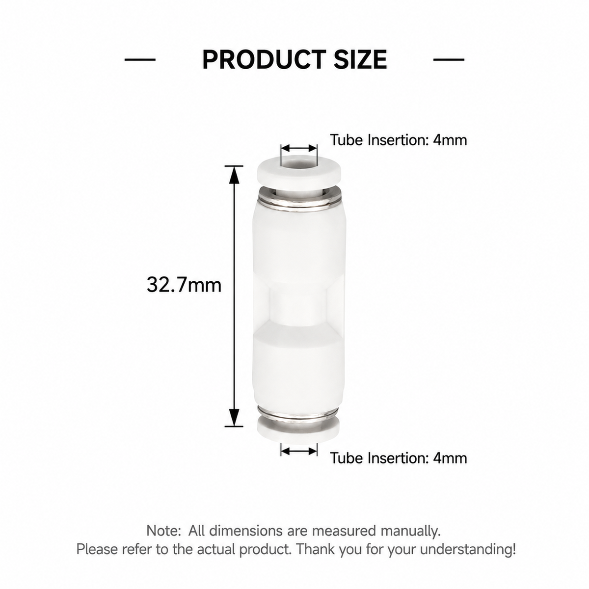 Filament Tube Connector - 4mm PTFE Push-Fit Union
