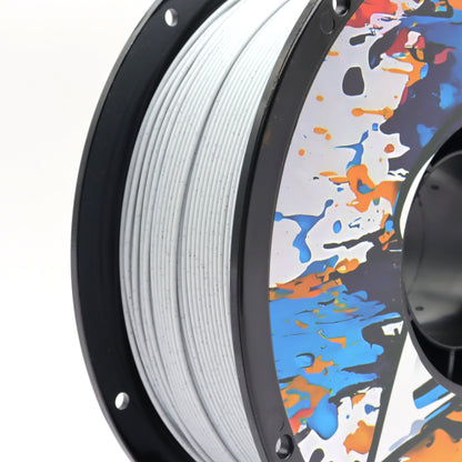 FilamentHub PLA Marble Light Grey 1.75mm 3D Printer Filament Black Spool Close Up