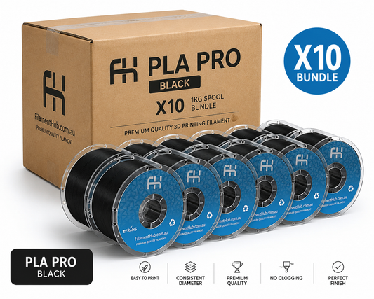 PLA Pro Black x10 Bundle 1kg Spool Premium Quality 3D Printer Filament