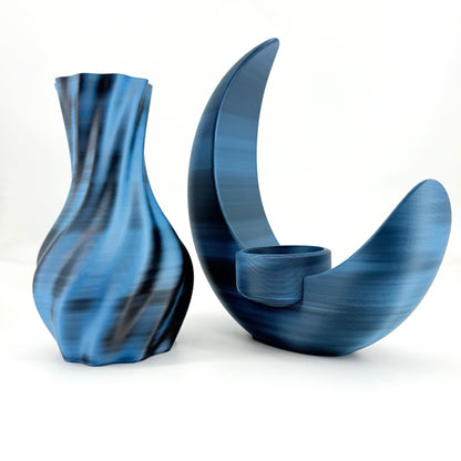FilamentHub PLA Saturn Black/Blue 1.75mm 3D Printer Filament Sample Model Moon and Vase Australia