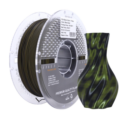 FilamentHub PLA Saturn Black/Gold 1.75mm 3D Printer Filament Spool and Sample Model Australia