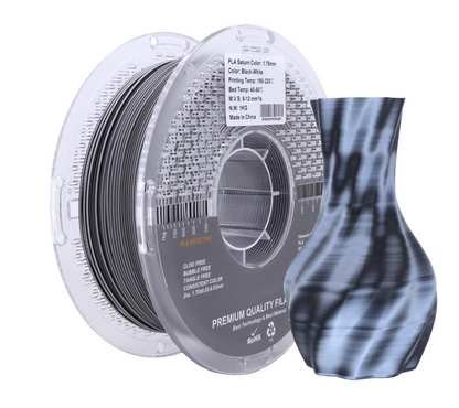 FilamentHub PLA Saturn Black/White 1.75mm 3D Printer Filament Spool and Sample Model Australia