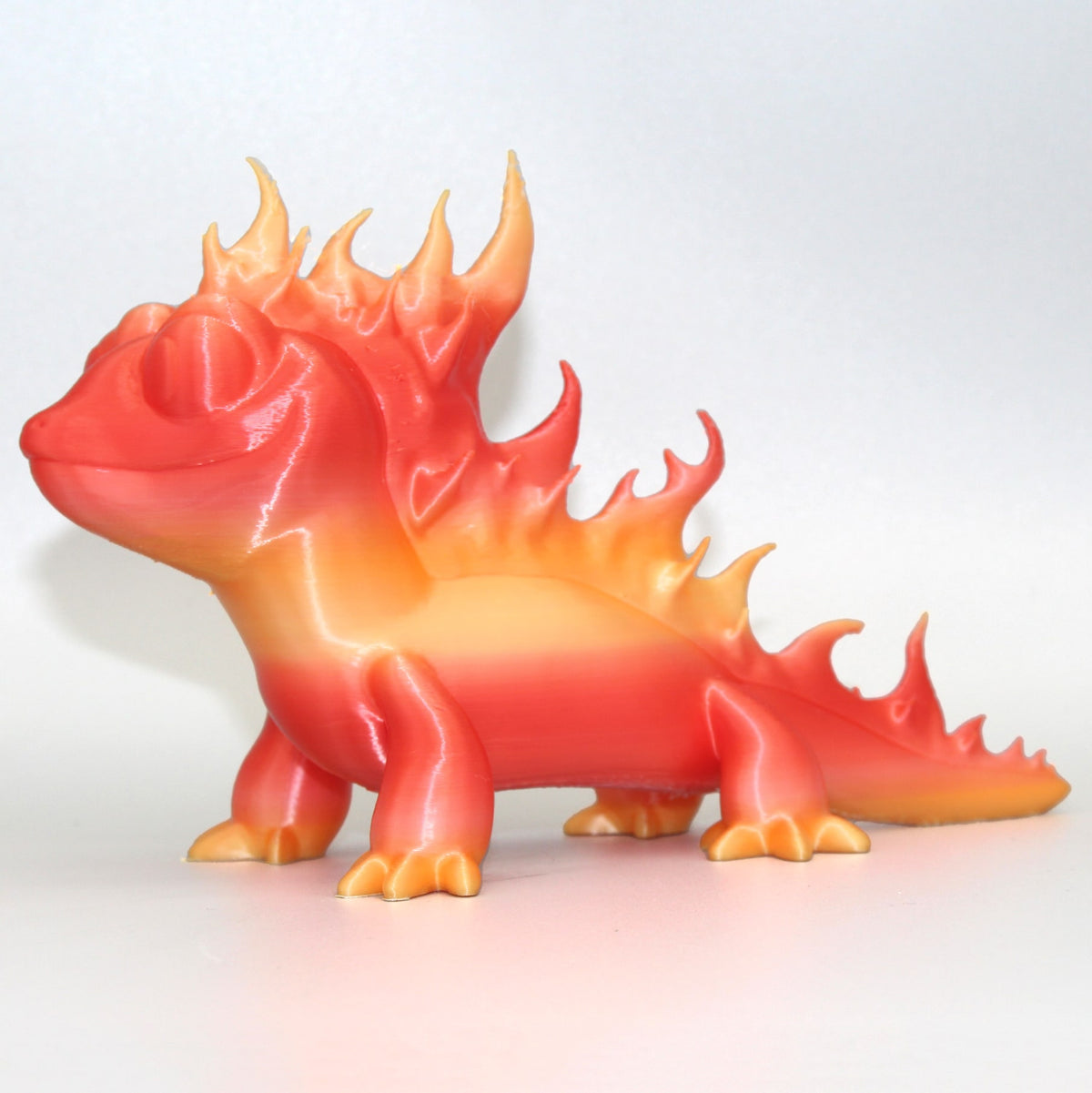 fire PLA silk filament sample model fire lizard side