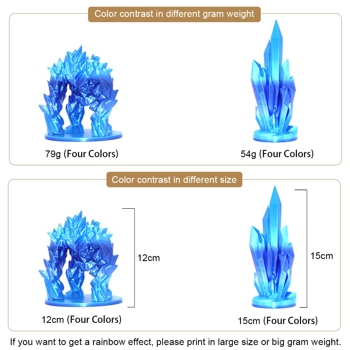 FilamentHub PLA Silk Ice Blue 1.75mm 3D Printer Filament Transition Values