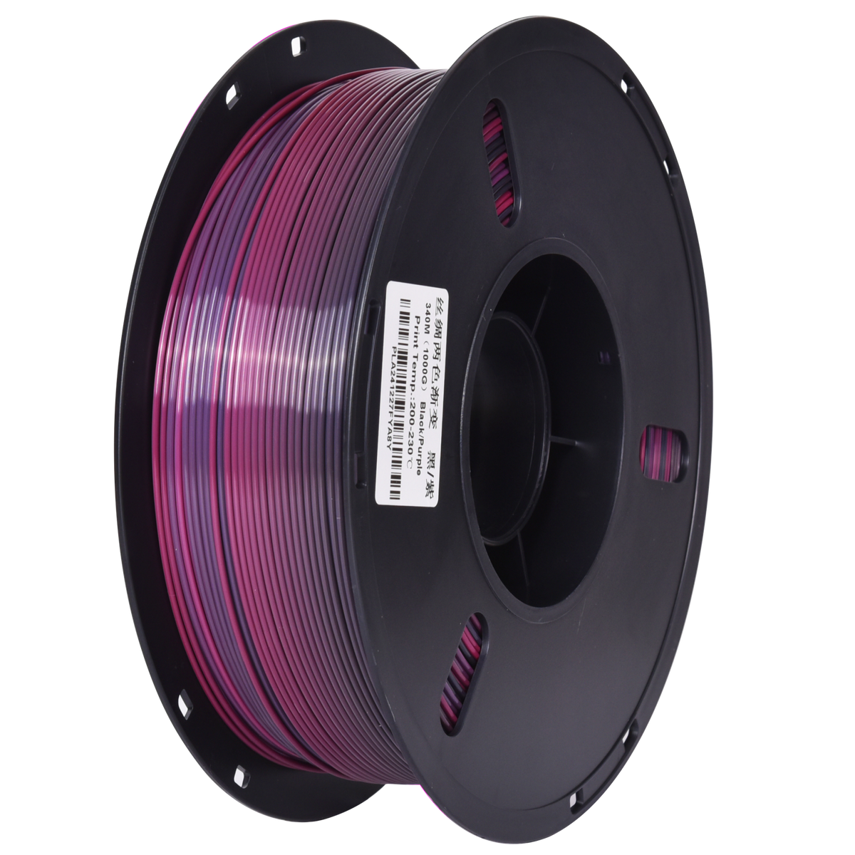 PLA Silk Rainbow - Black/Purple 1.75mm 3D Printer Filament Spool Example