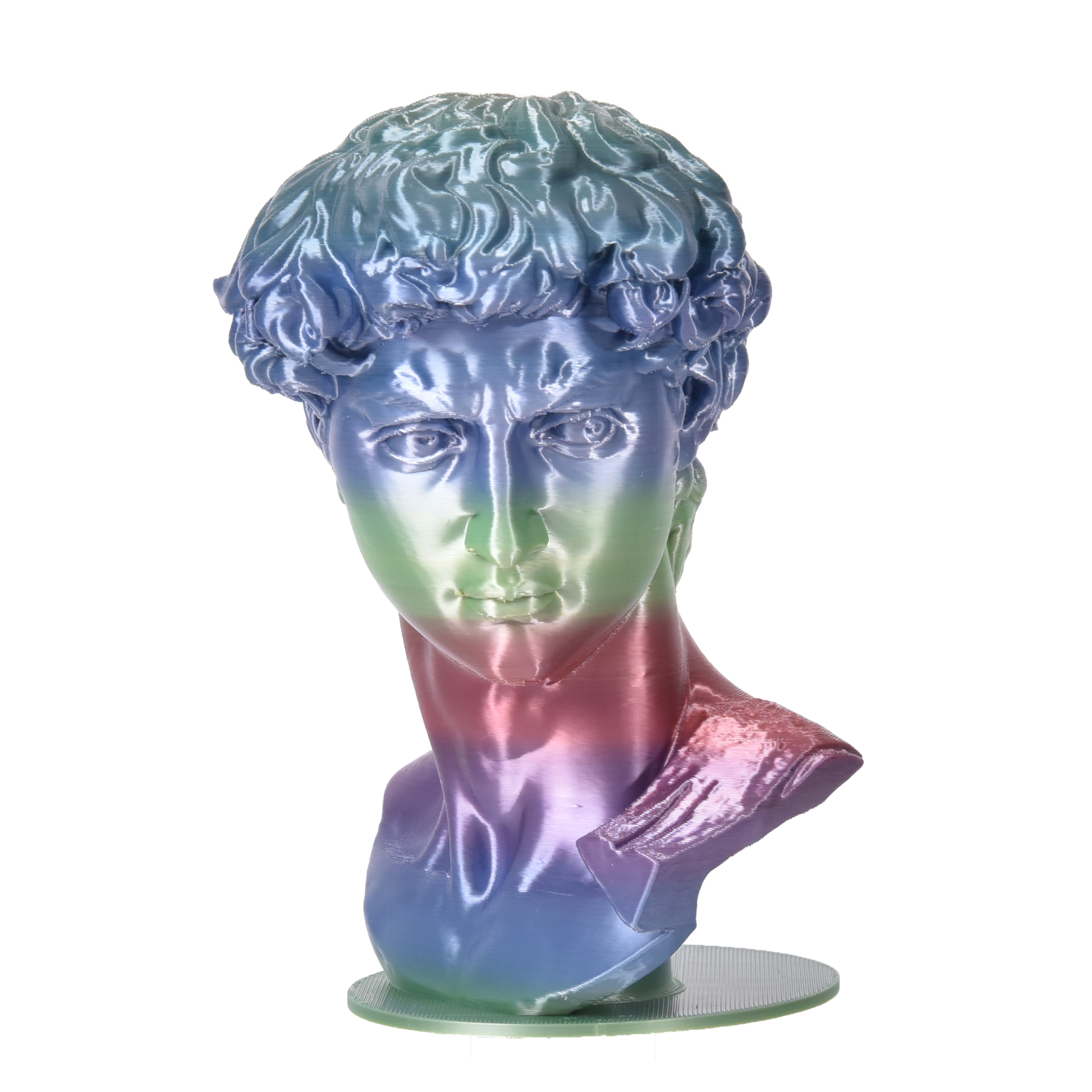 FilamentHub PLA Silk Rainbow Blue 1.75mm 3D Printer Filament Example Model Face Australia