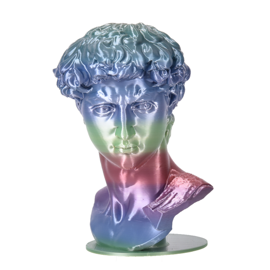FilamentHub PLA Silk Rainbow Blue 1.75mm 3D Printer Filament Example Model Face Australia