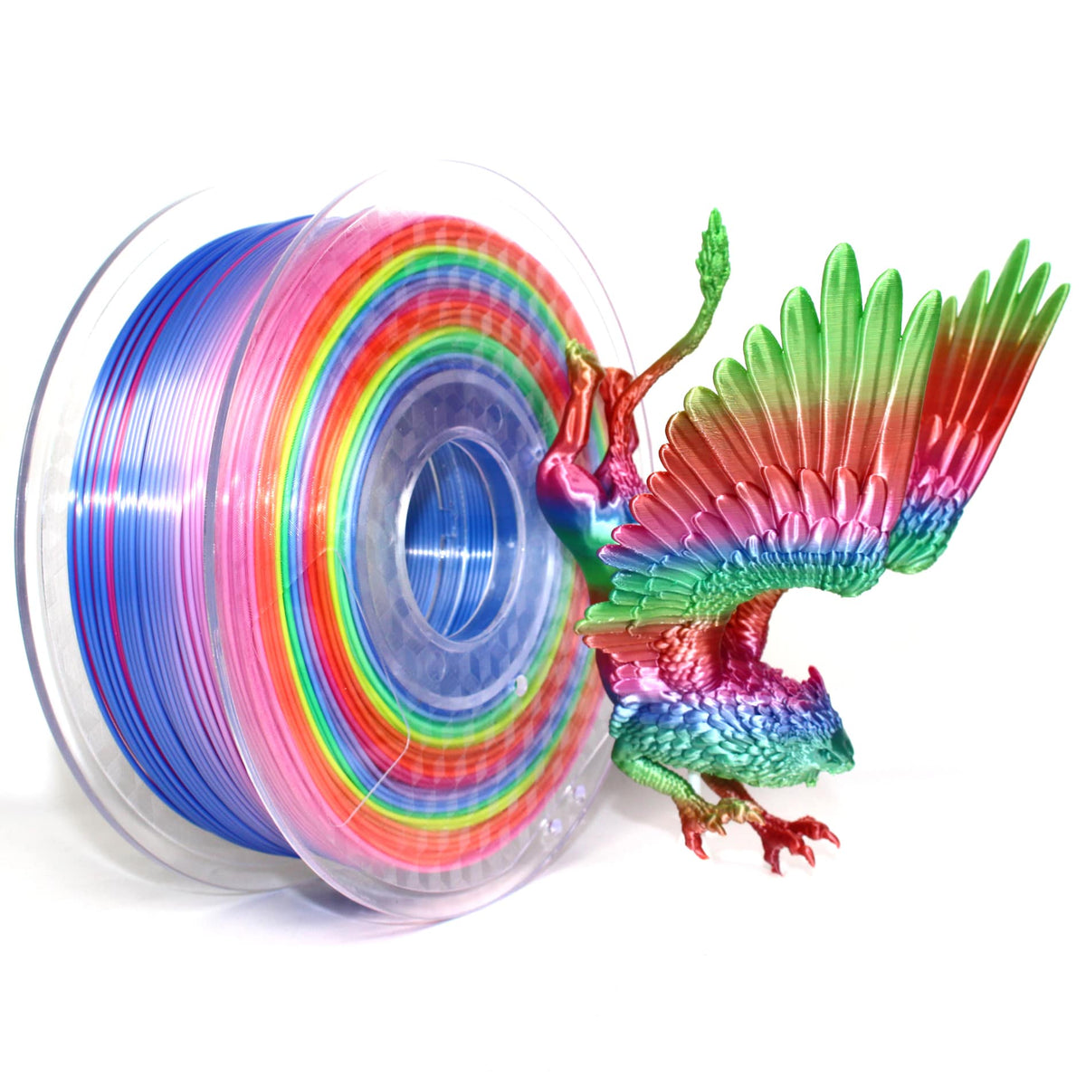FilamentHub PLA Silk Rainbow Fast Change 1.75mm 3D Printer Filament Spool with eagle